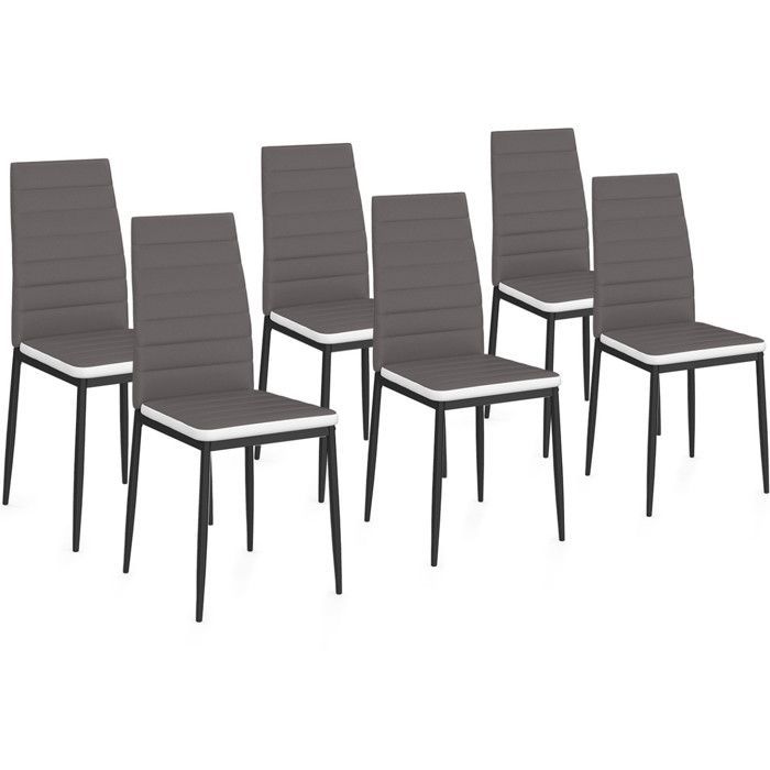 IDMARKET Lot de 6 chaises de salle à manger ROMANE assise matelassée gris