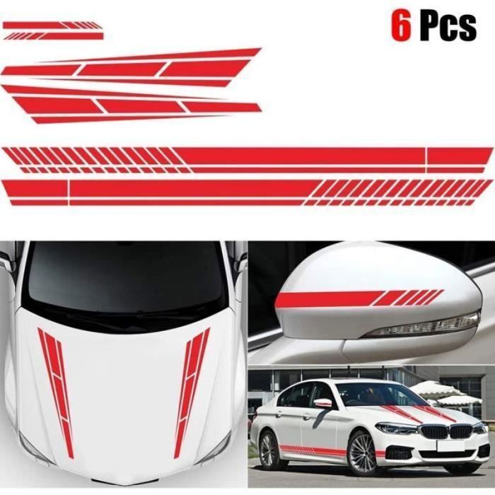 Pegatinas para coche - ZGEER - Juego de 6 - Rojo - Vinilo - Decoración para coche - PERSONALIZACIÓN DE VEHÍCULOS