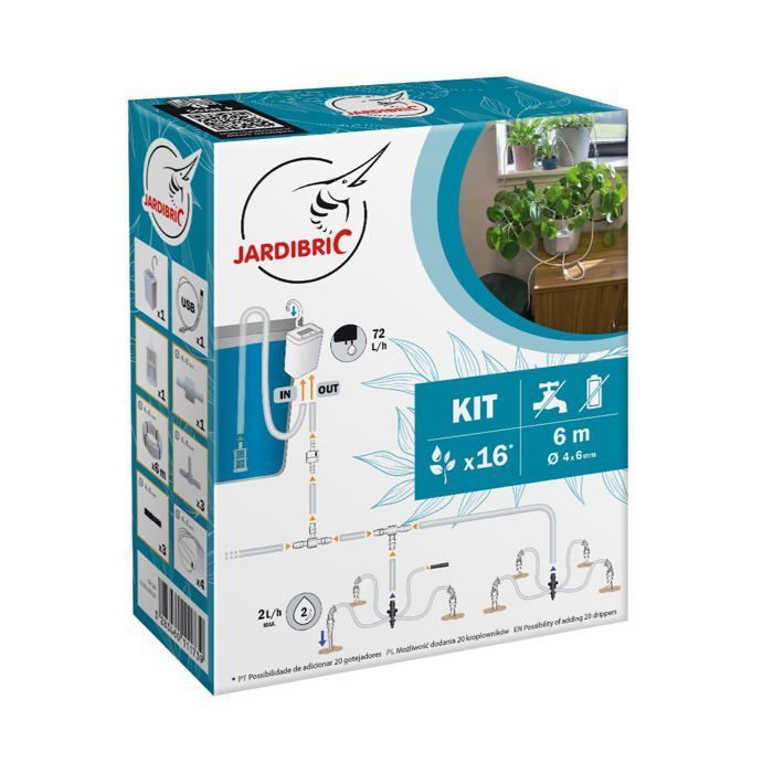 Kit de riego por goteo con autorriego - Jardibric - SUMMER KIT SK16 - Riega 16 plantas