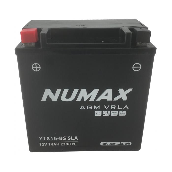 Numax Premium versiegelte AGM-Motorradbatterie NTX16-BS / YTX16-BS SLA - 12 V 14 Ah 230 A