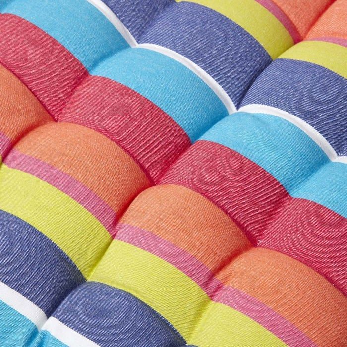 Cojín para banco de jardín - HOMESCAPES - Rayas multicolores - 108 x 42 x 5 cm - Alfombra - Algodón y poliéster - Exterior