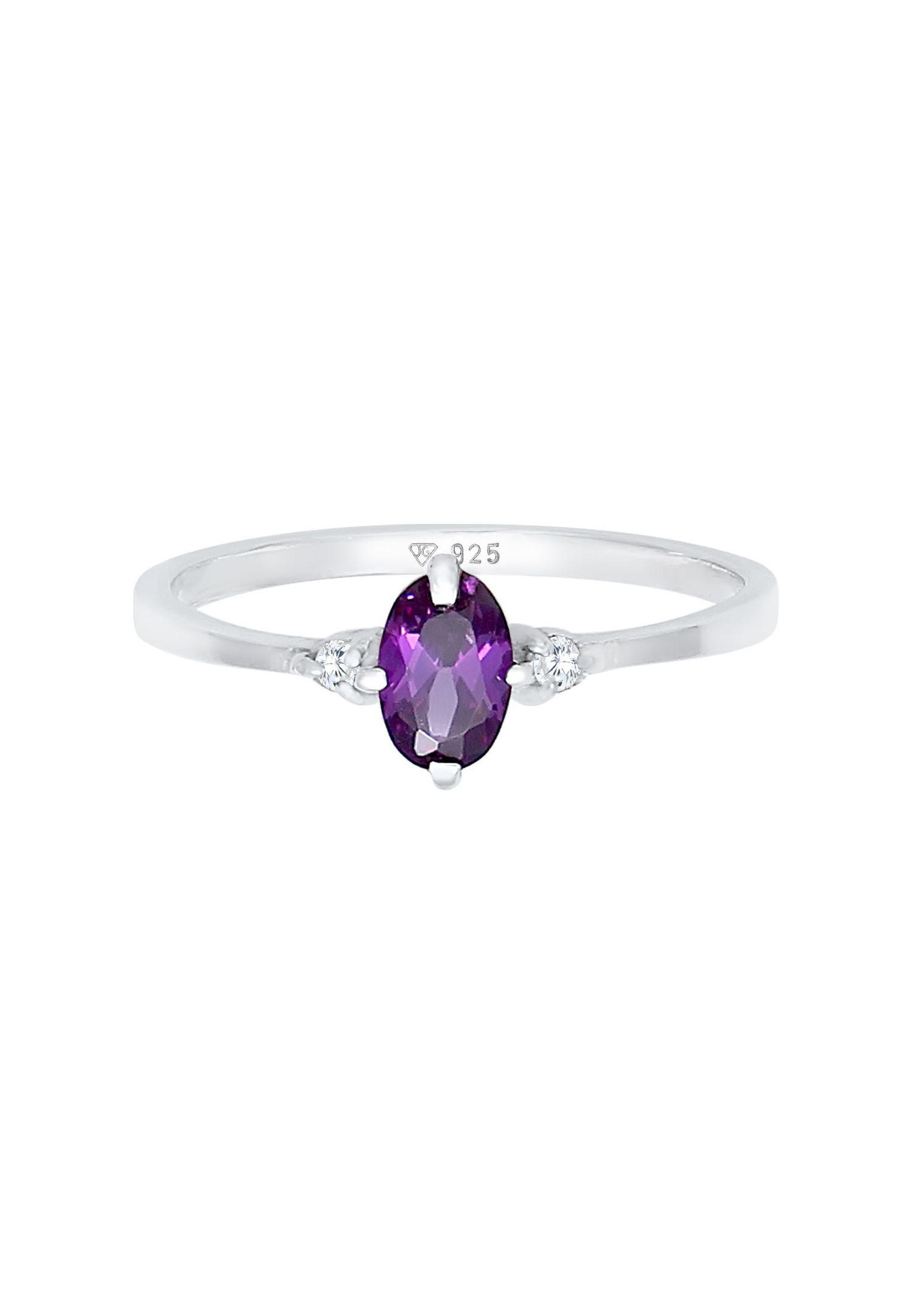 Elli Dames Solitaire Engagement Violet étincelant with Zirconia Crystals en argent sterling 925