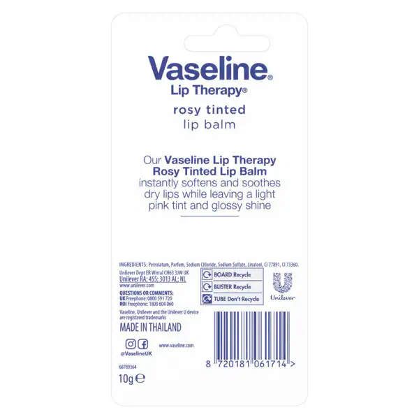 Vaseline Lip Therapy Lip Balm Tube Rosy Tinted 10G