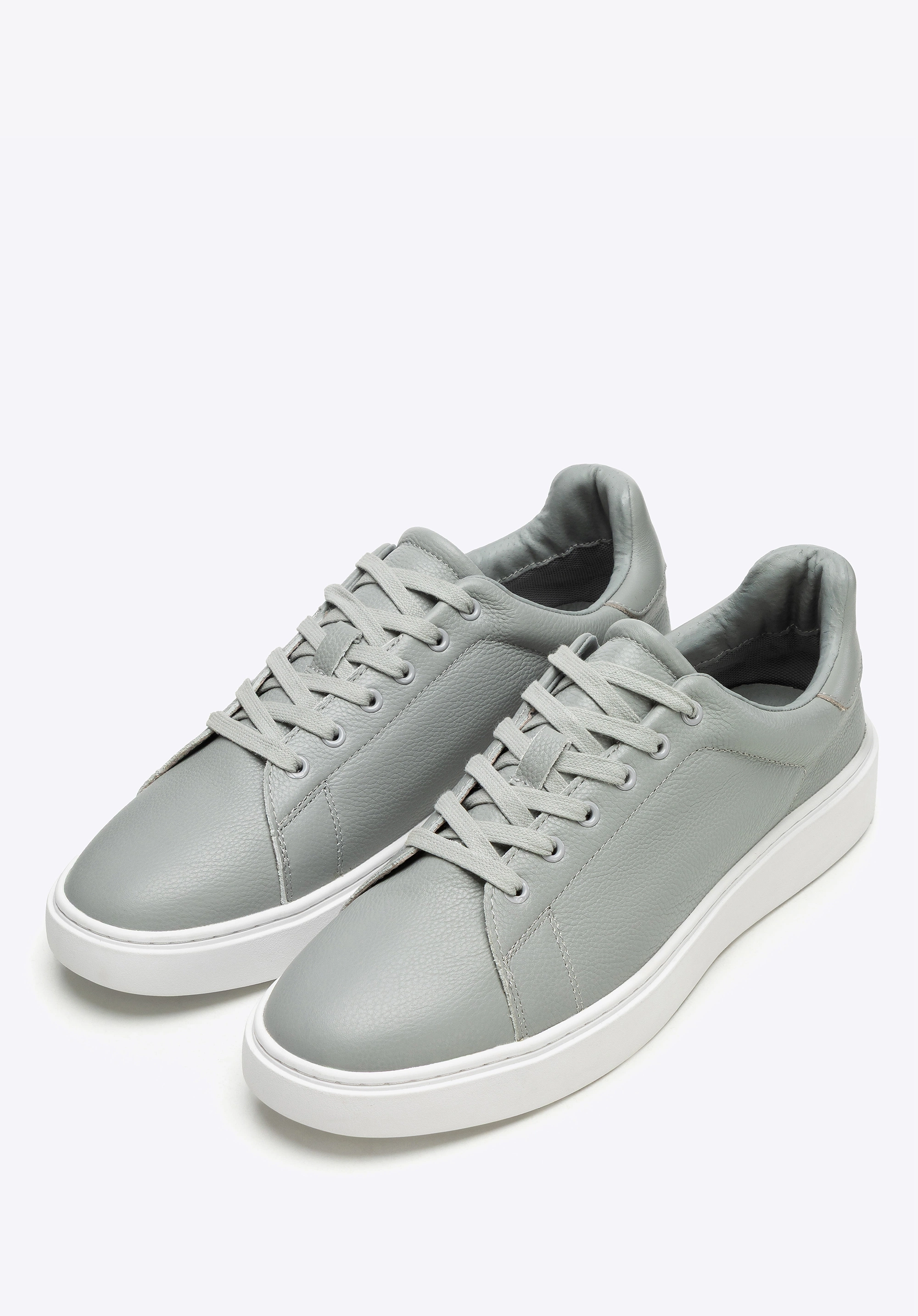 Męskie sneakersy ze skóry naturalnej licowej szare