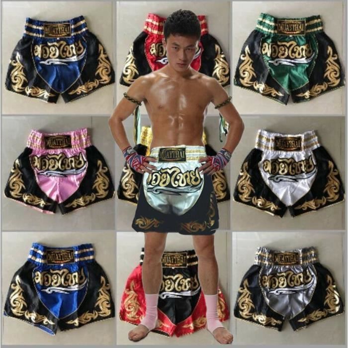 Traditional Thai Boxing, Kickboxing, Muay Thai, and MMA Shorts | Black and Red | Children's and Adult Sizes | Thailand