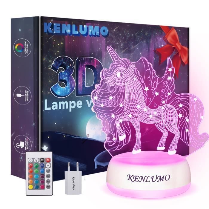 KENLUMO Lampe Licorne Noël Enfant Cadeau Lampe de chevet LED télécommande Touchez pour changer de couleur decoration chambre fille