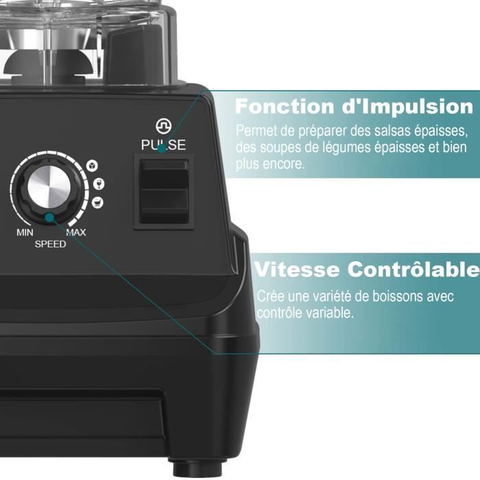 Frullatore professionale da 1600 W, OUTUOTWQ, potente frullatore multifunzione per smoothie, capacità di 1,8 litri, 6 lame, oltre 10 velocità + funzione Pulse.