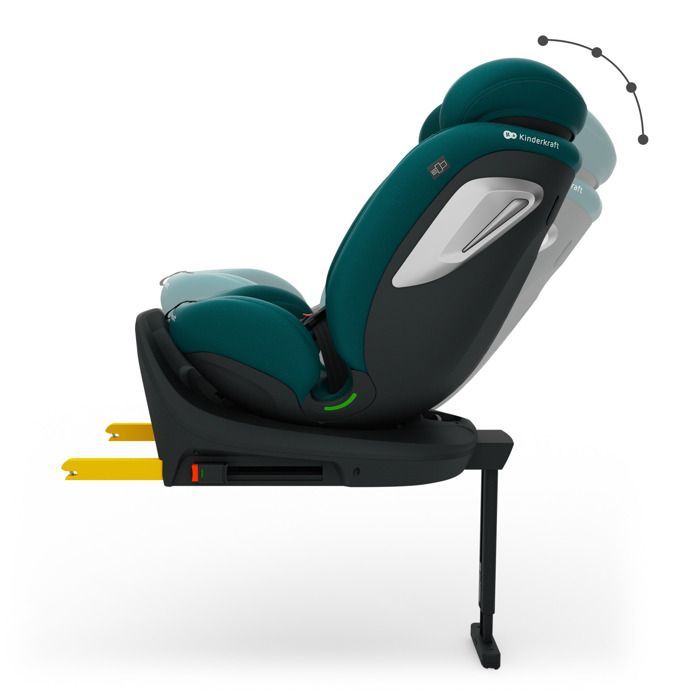 Silla de coche Kinderkraft I-360 2 PLUS 4 en 1 i-Size de 40 a 150 cm, asiento giratorio 360°, ISOFIX, convertible desde el nacimiento hasta los 12 años, verde