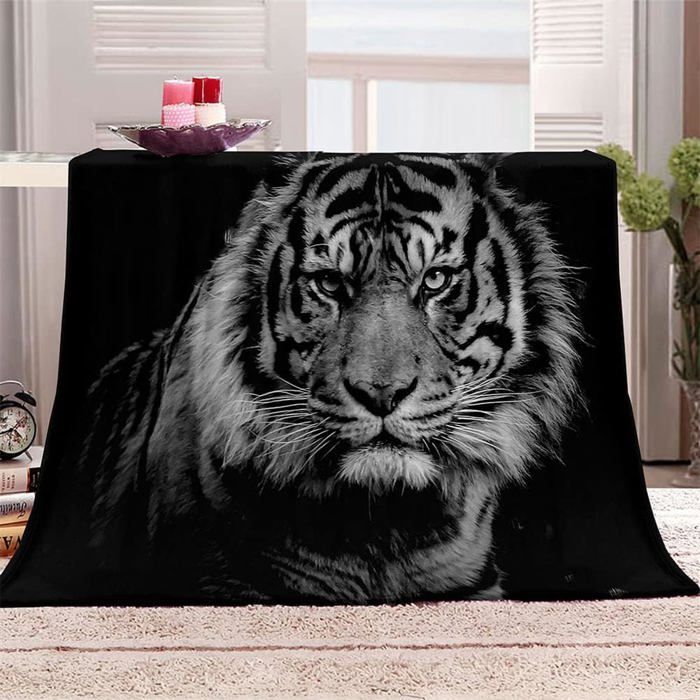 Manta de franela polar con estampado de tigre, colcha cálida y suave, manta para sofá, apta para adultos y niños, 150 x 200 cm.