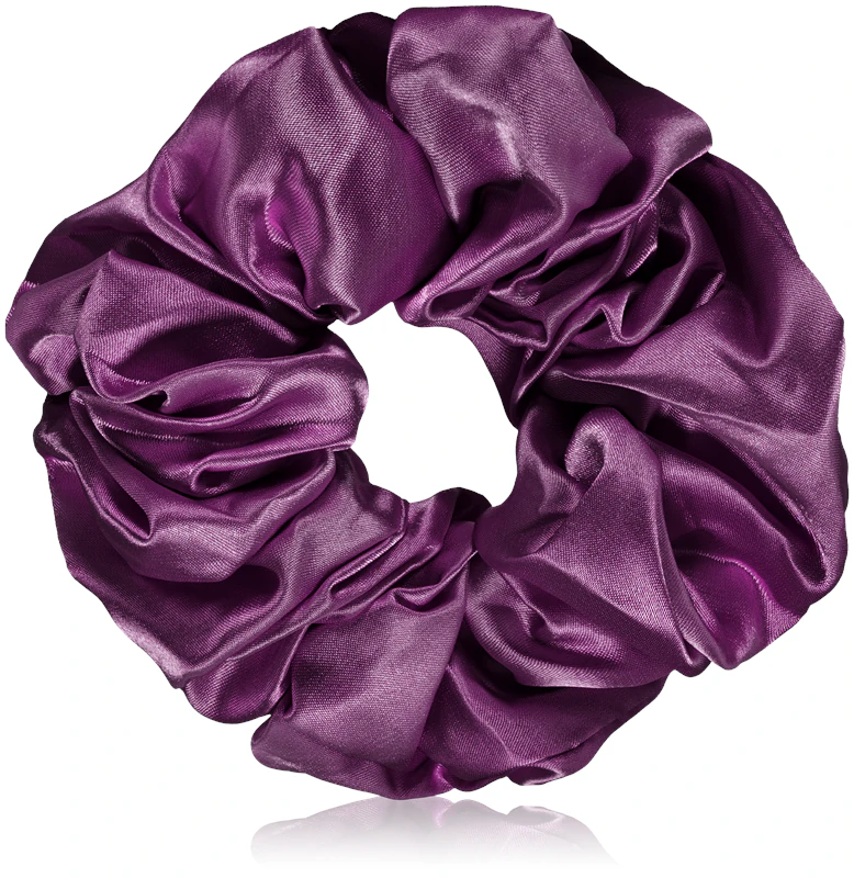 Conjunto de scrunchies grandes de cetim BrushArt Hair nas cores rosa e violeta.