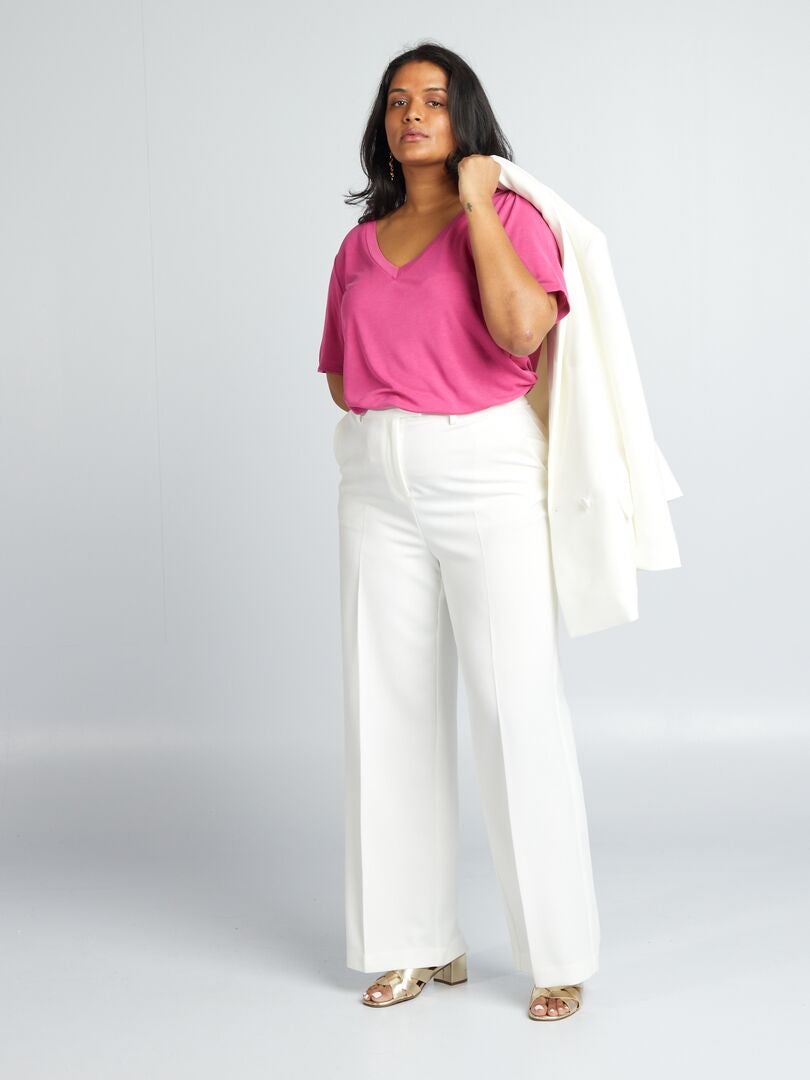 Stretch T-shirt met korte mouwen - ROZE