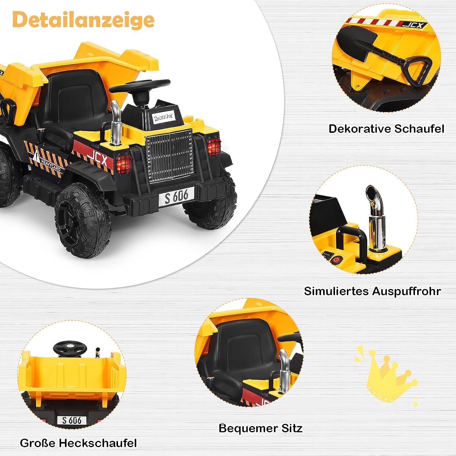KOMFOTTEU elektrisches Kinderauto, Kinderkipper, für Kinder im Alter von 3-8 Jahren