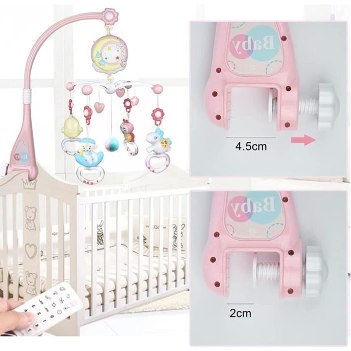 Mobile musical - NETBOAT - Mobile bébé rotatif 360° - Télécommande - Lumières - Hochets suspendus
