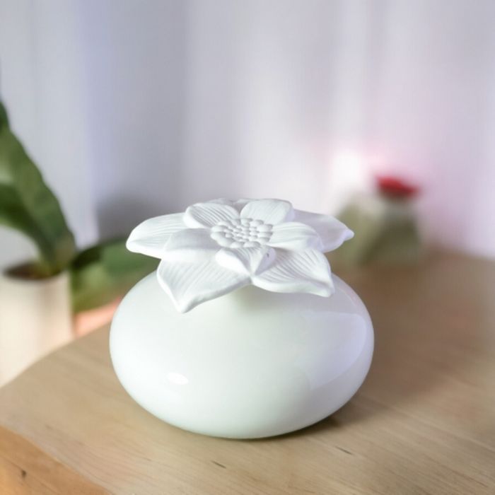 ZEN'AROME - Diffuseur par Capillartié Narcisse Blanc - Décoratif et Coloré - Diffusion Naturelle et Saine - 5 x 10 cm