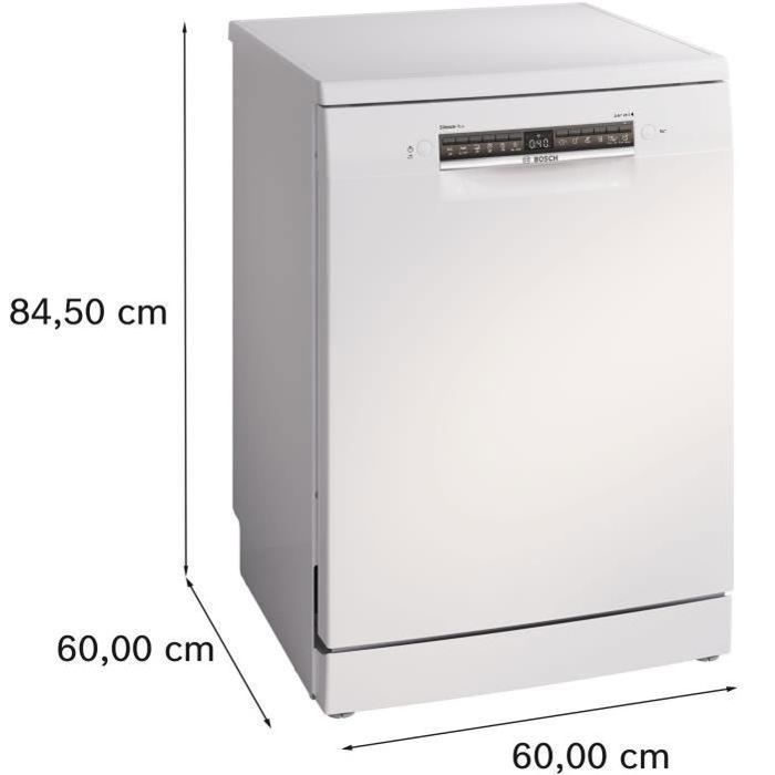Lave-vaisselle pose libre BOSCH SMS4EMW01F SER4 - 14 couverts - Induction - L60cm - 42 dB - tiroir à couverts - Blanc