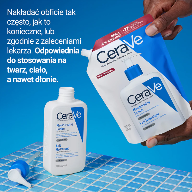 CeraVe Feuchtigkeitslotion – Feuchtigkeitsmilch für Gesicht und Körper, für trockene und sehr trockene Haut