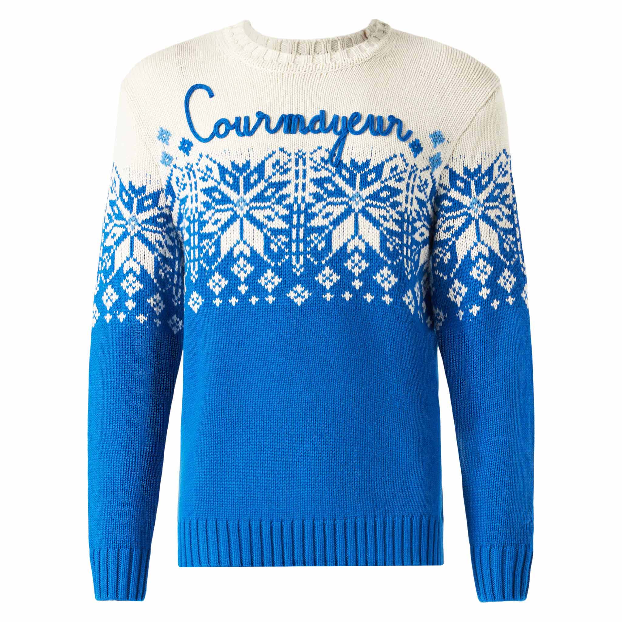 Jersey de cuello redondo para hombre con bordado Courmayeur