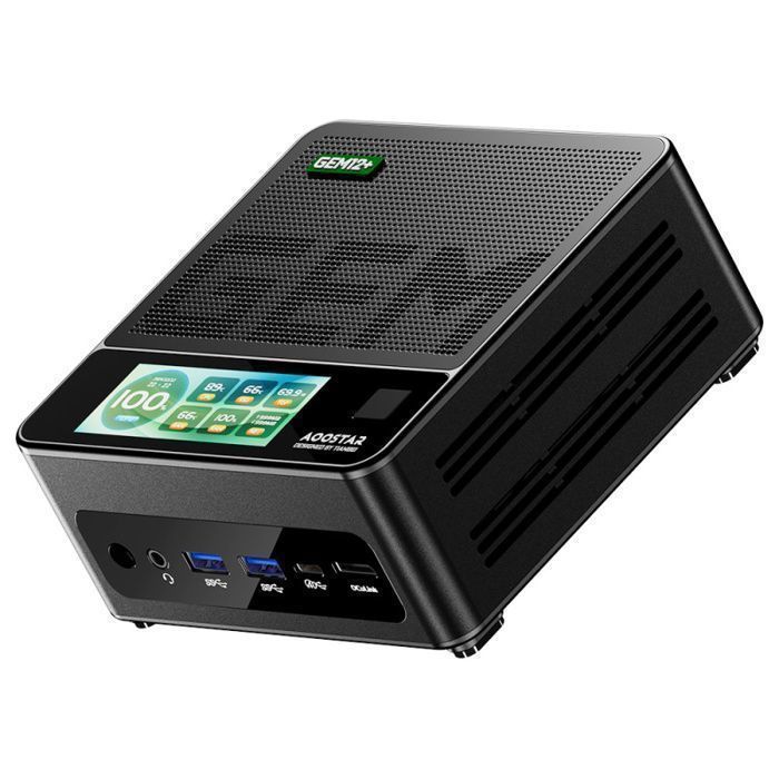 AOOSTAR GEM12+ Pro Mini PC with Screen - Fingerprint Reader - AMD Ryzen 7 Pro 8845HS 8 Cores up to 5.1GHz (No RAM or SSD)