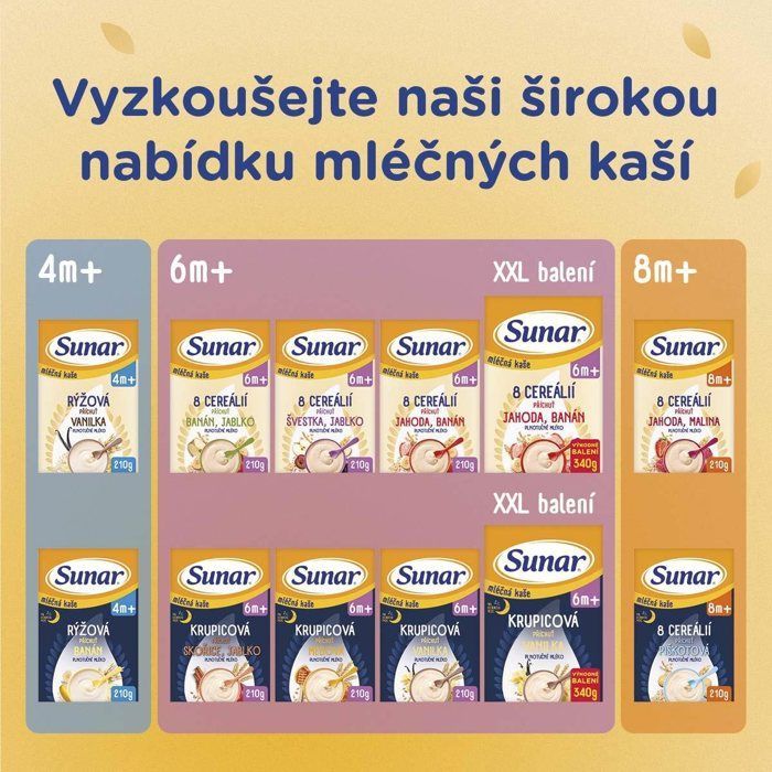Sunar milk porridge XXL mixed flavours 6m , 6×340 g