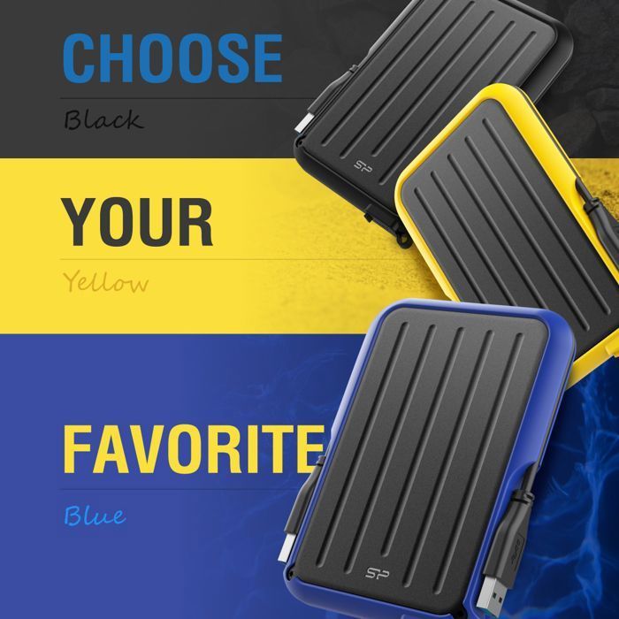 Disque dur Externe - Silicon Power - Armor A66 - 1To - Résistant aux chocs - Étanche IPX4