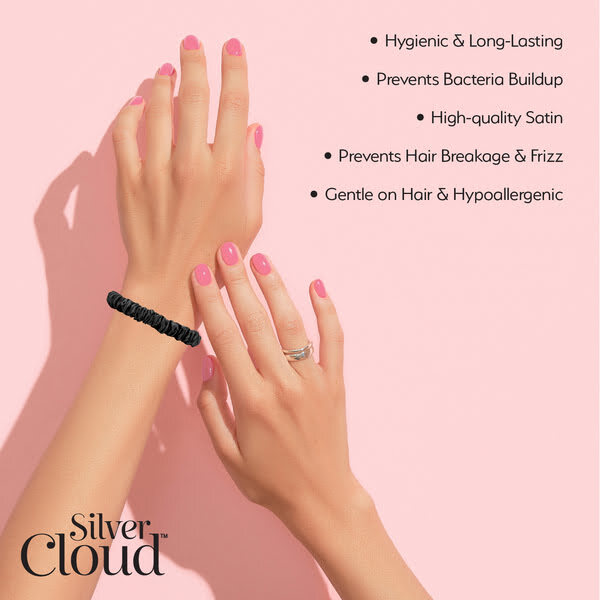Elaste de păr subțiri din satin Silver Cloud 5, negre