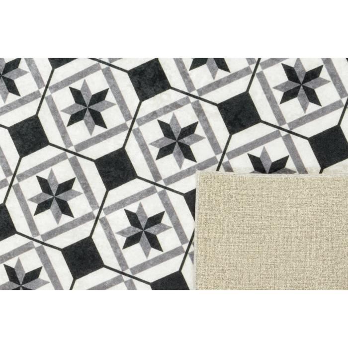 Tapis de cuisine - NAZAR RUGS - Azulejos - 70x180 cm - Noir - Carreaux de ciment
