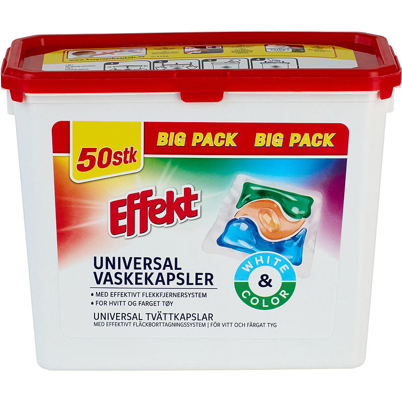 Effekt vaskekapsler 50 stk., universal, Effekt