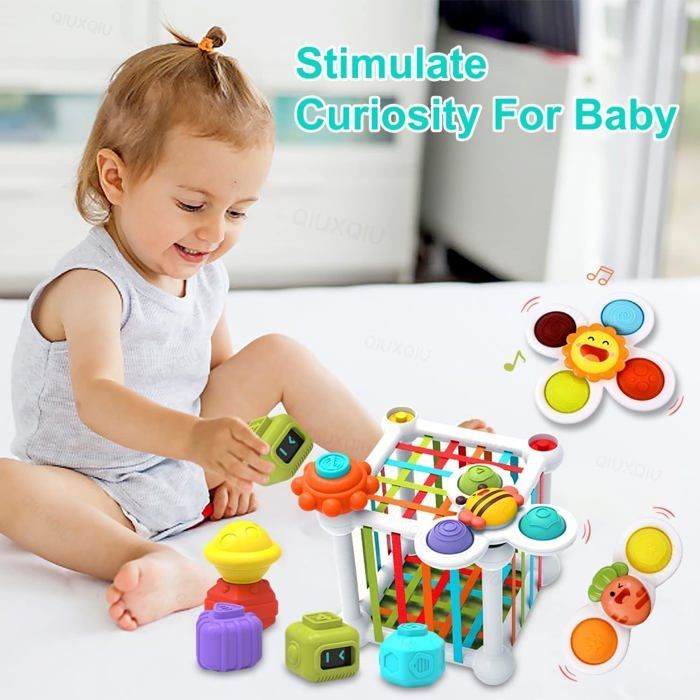 Jouets Montessori Jokooan pour bébés (12 pièces), jeux Montessori, cubes de motricité STEM, jouets éducatifs de tri de formes avec