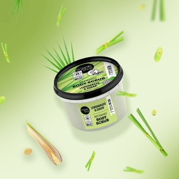 „Organic Shop“ rafinuojamasis kūno šveitiklis „Citrinžolė ir cukrus“, 250 ml