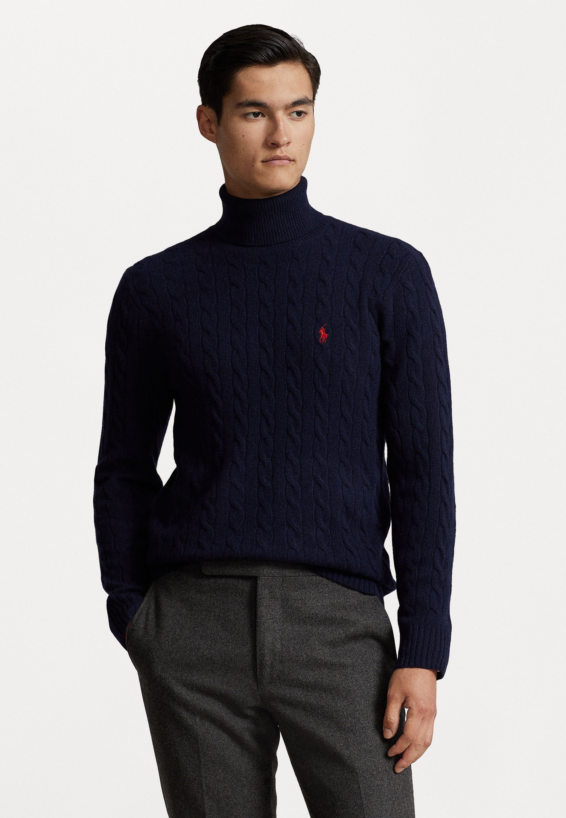 Polo Ralph Lauren CABLE WOOL CASHMERE ROLL NECK JUMPER - Trui - hunter navy