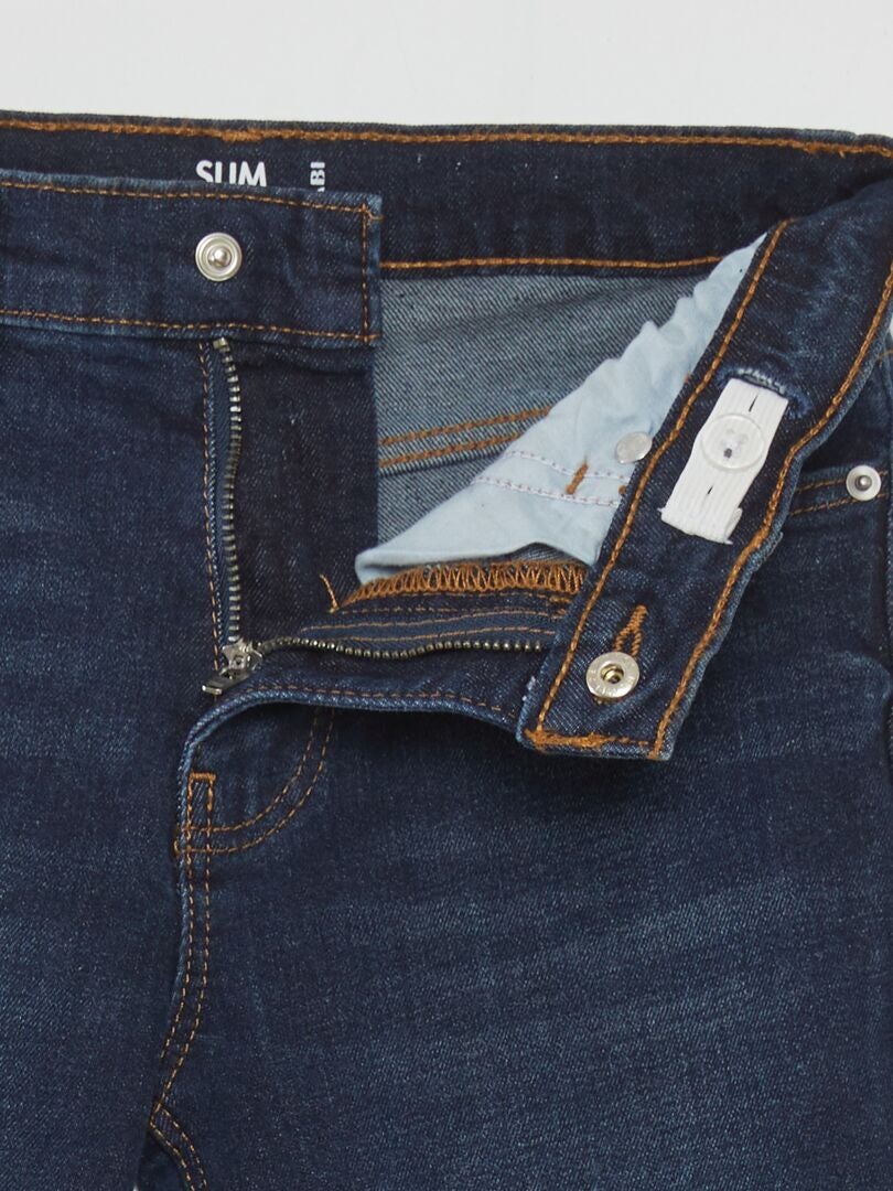 Verstelbare slim fit jeans met hoge taille - BLAUW