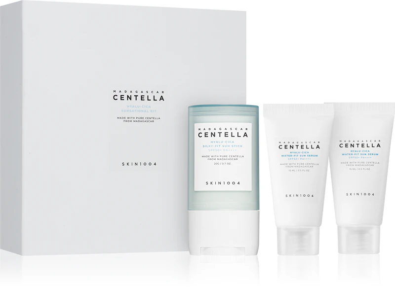 SKIN1004 Darčeková sada s madagaskarskou pupočníkom Hyalu-Cica Sunsational Kit s vysokou UV ochranou