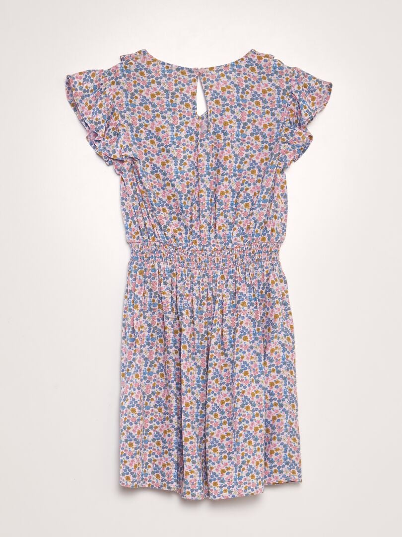 Jurk met ruches en print - ROZE