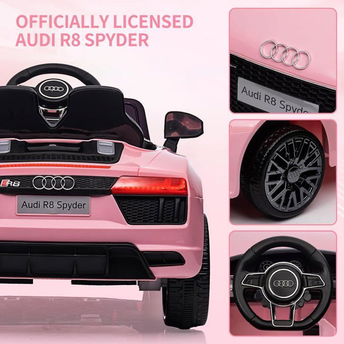 Coche eléctrico infantil Toyota de 12 V con licencia oficial, suspensión, 3 velocidades, luces LED y claxon - Rosa