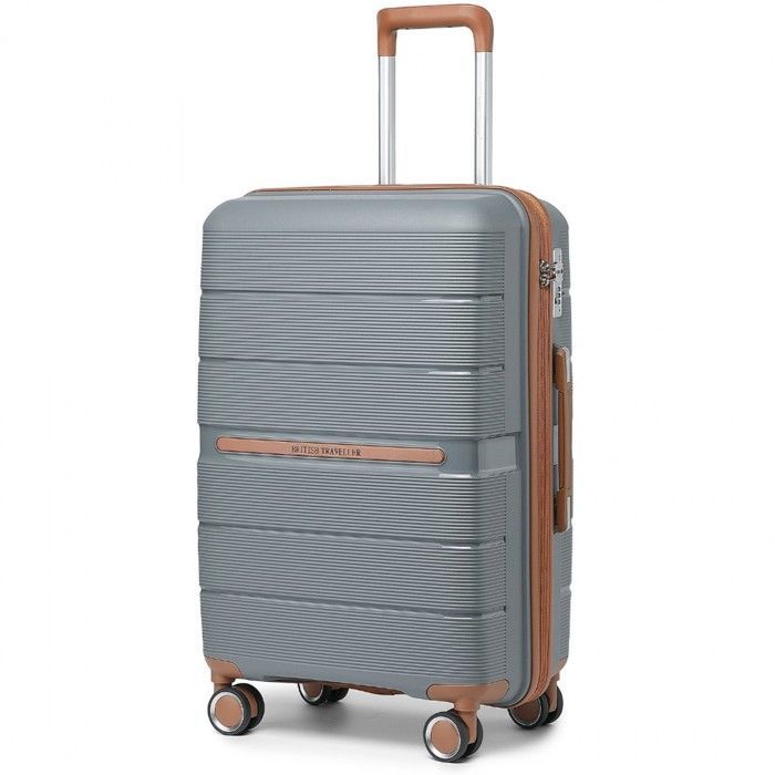 British Traveller Valise Grande Taille 76x50x31cm Valise de Voyage à roulettes et Serrure TSA Valises Bagages à main- 92L, Gris