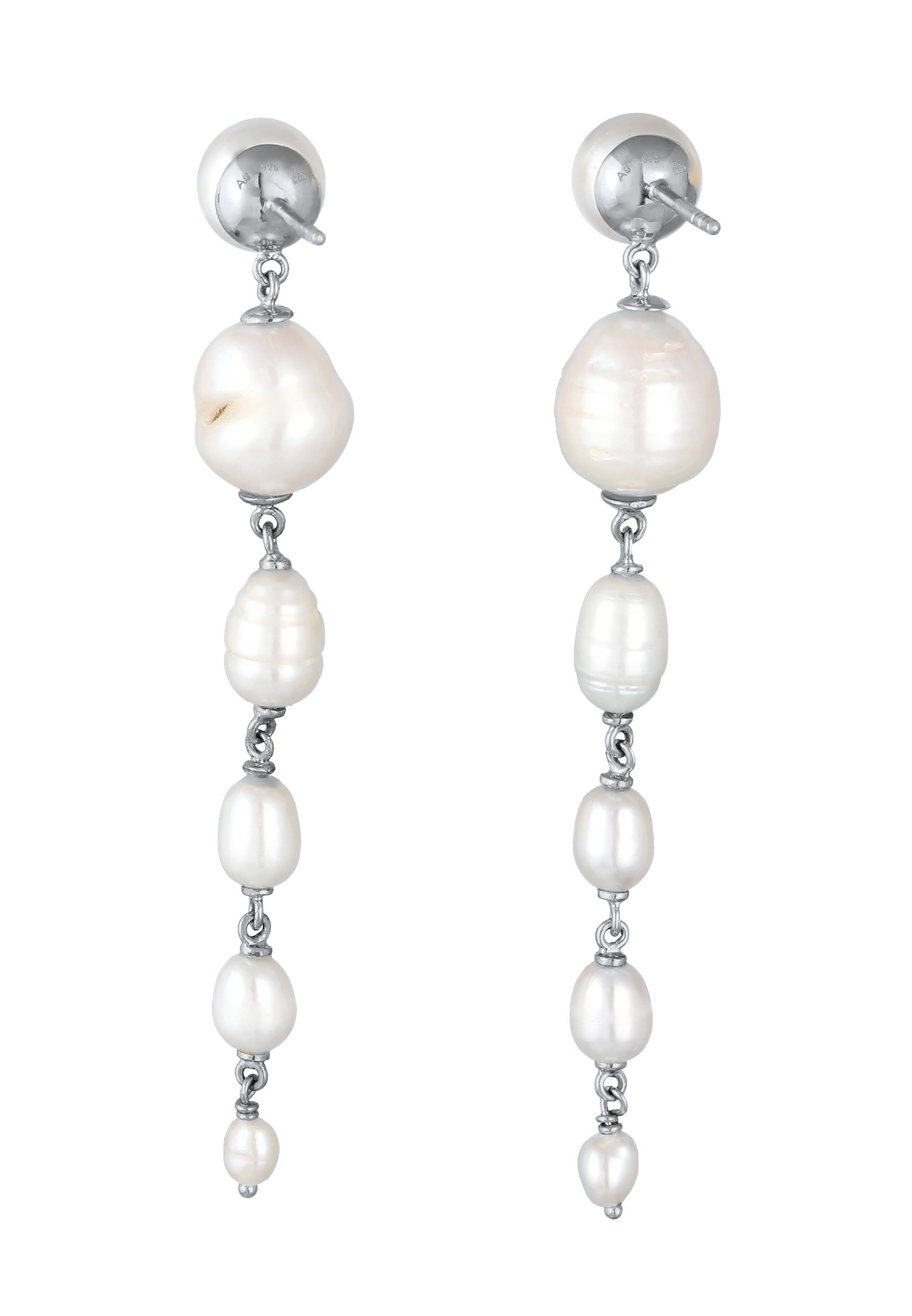Elli Femmes clous d'oreilles Elegant avec perles de culture d'eau douce en argent sterling 925 plaqué or
