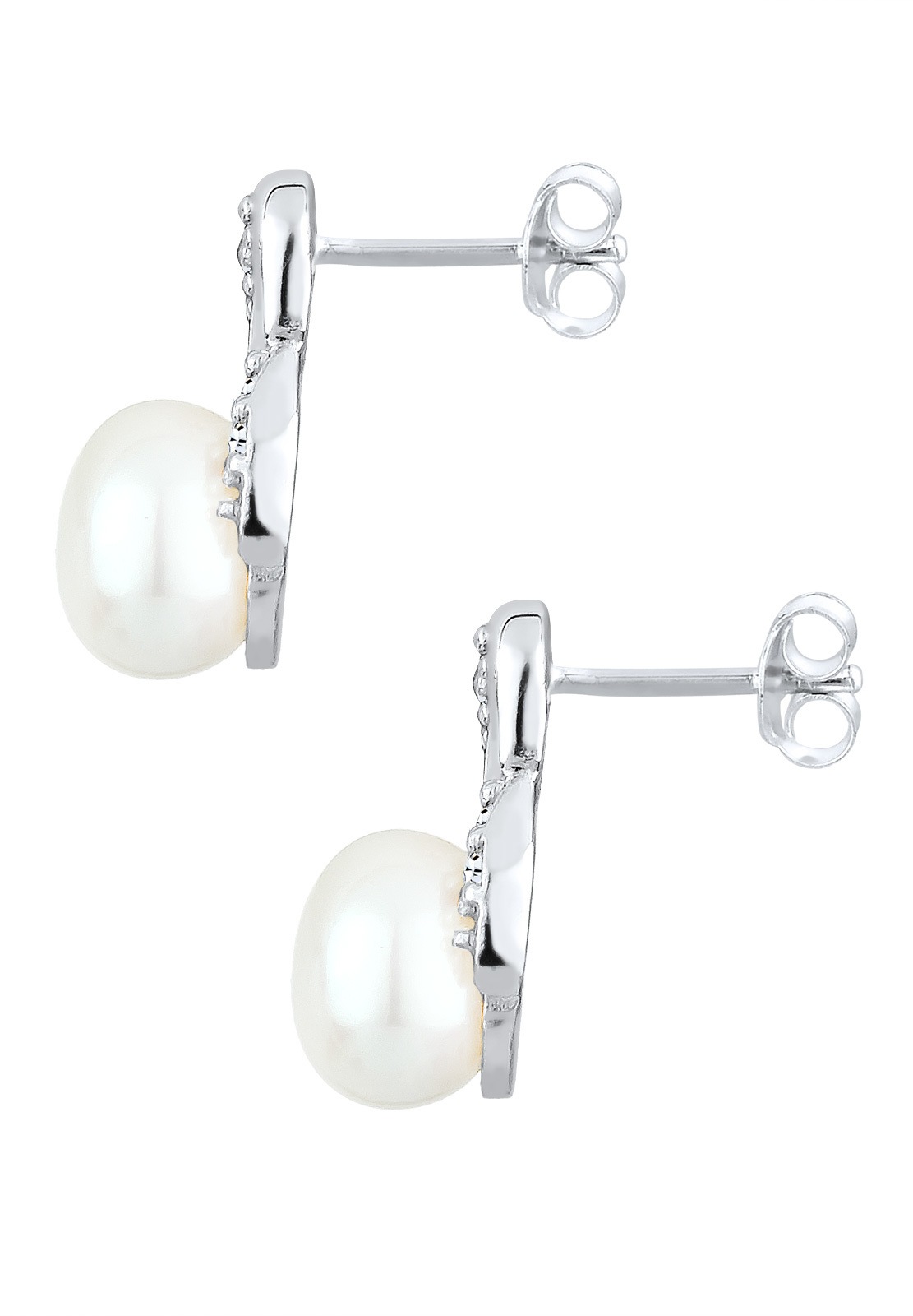 Elli Femmes Clous d'oreilles Infinity Élégant avec Perle de Culture d'Eau Douce et Cristaux en Argent Sterling 925