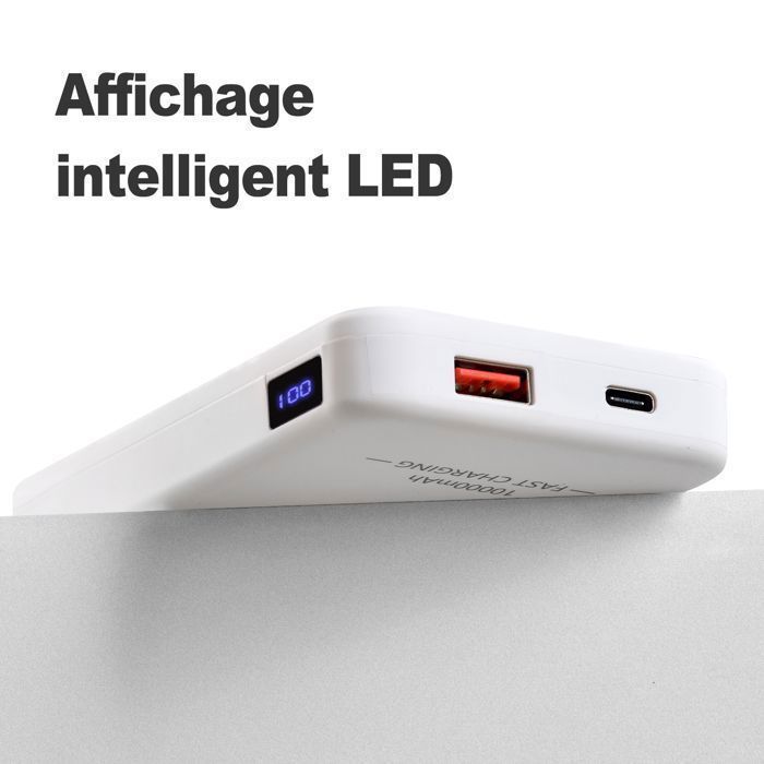 DOCCMIK Power Bank magnetico da 10000 mAh e 22,5 W, caricabatterie portatile wireless e cablato, compatibile con iPhone, bianco