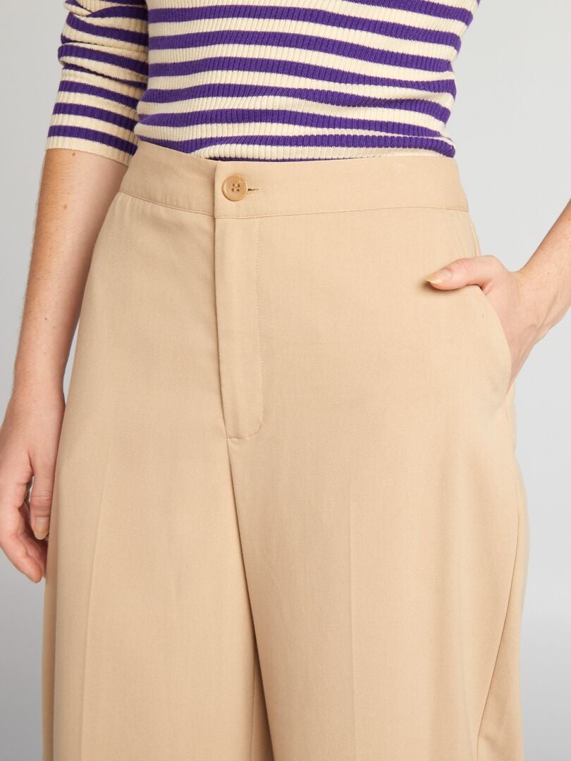 Spodnie z szerokimi nogawkami - BEŻOWE