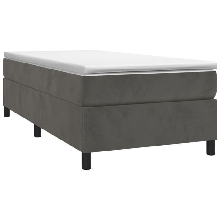 Base de cama tapizada - GAROSA - 90x190 cm - Terciopelo gris oscuro - Patas incluidas - Fácil montaje