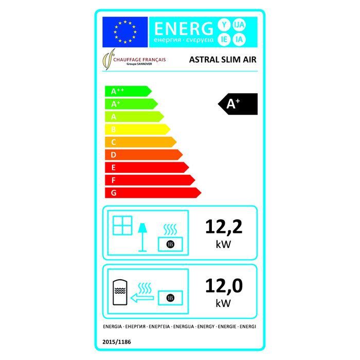 Estufa de pellets Sannover Air Slim Astral de 12,2 kW, blanca