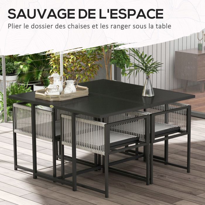 Outsunny - Set tavolo e sedie da giardino - Acciaio - 120x120x72 cm - Grigio chiaro
