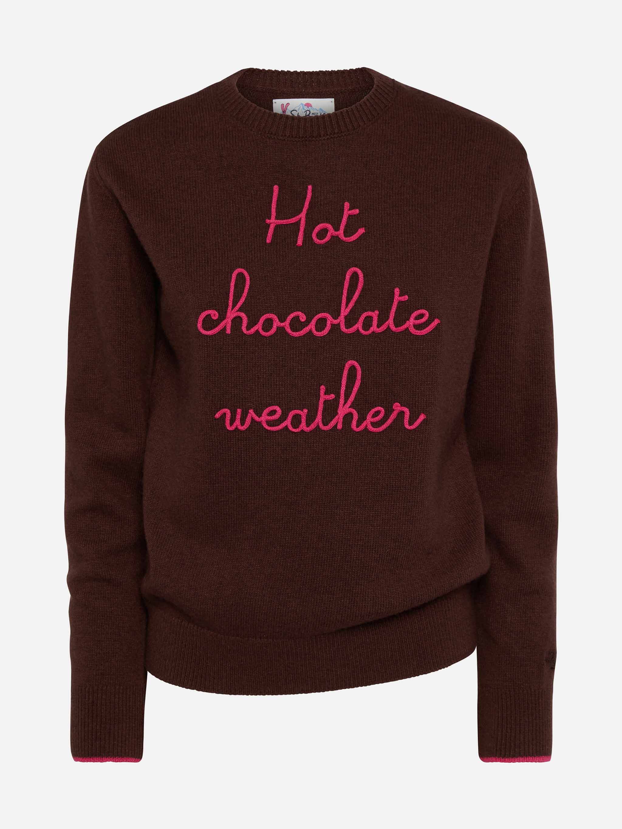 Nieuwe Queen Brown trui met Hot Chocolate Weather-borduurwerk