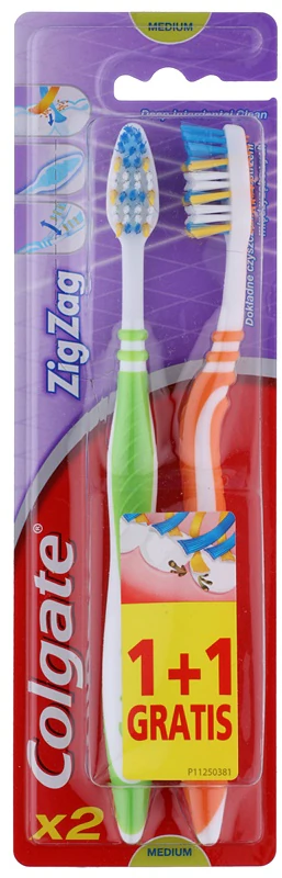 Escovas de dentes Colgate Zig Zag tamanho médio, 2 unidades.