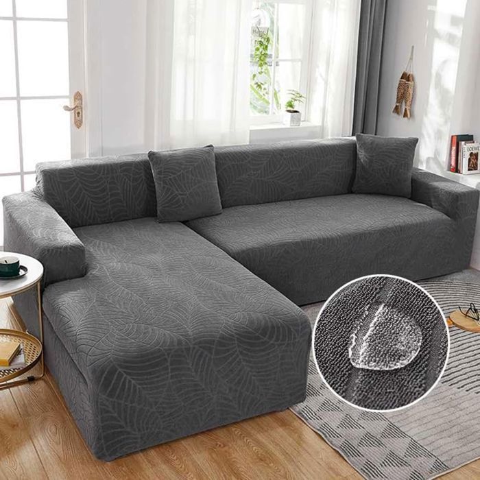 Funda para sofá esquinero - XVX - Universal - Impermeable - Elástica - Gris oscuro - Dos plazas