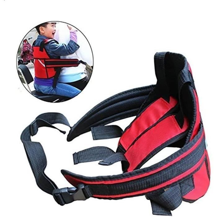 Cinturones de seguridad para niños, cinturón de seguridad para motocicleta, arnés estilo bebé, resistente a caídas (rojo)