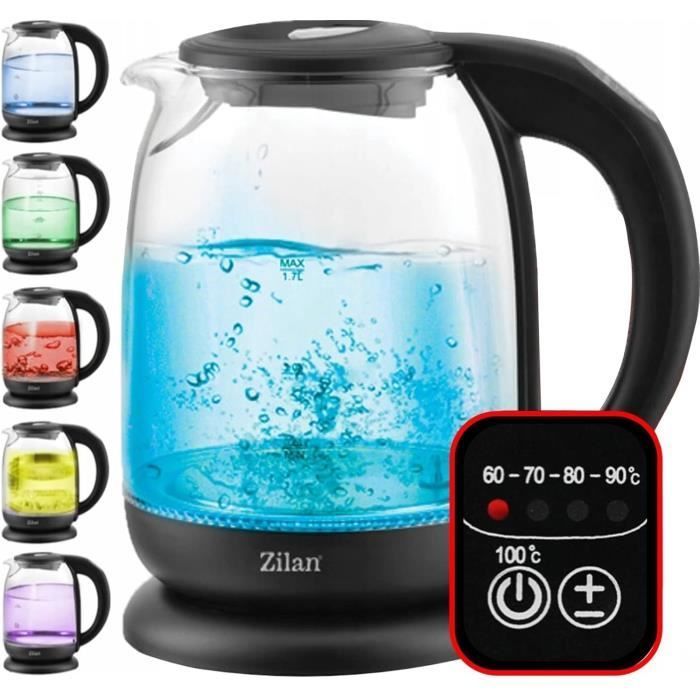 Zilan Glass Kettle with Digital and LED Display, 1.7L, 5 Temperature Settings, 2200W