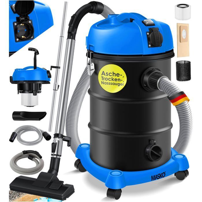 Aspiradora industrial multiusos MASKO - 2300 W - Aspiradora para sólidos y líquidos - Aspiradora para cenizas