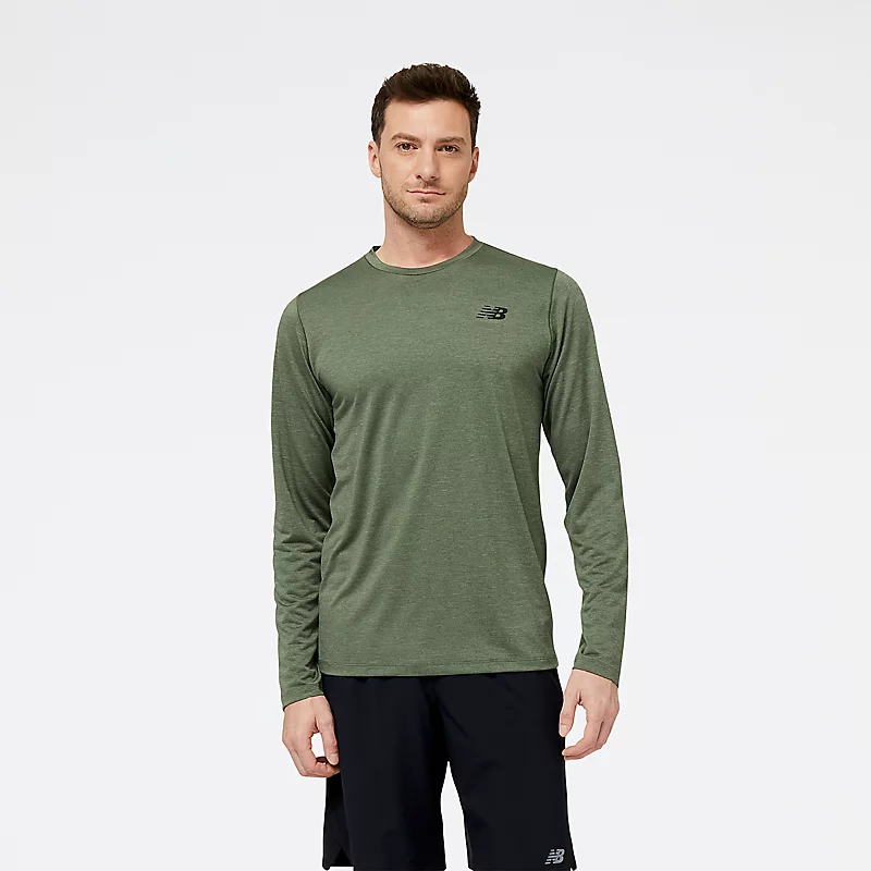 Tenacity T-shirt met lange mouwen voor heren – Diep olijfgroen gemêleerd