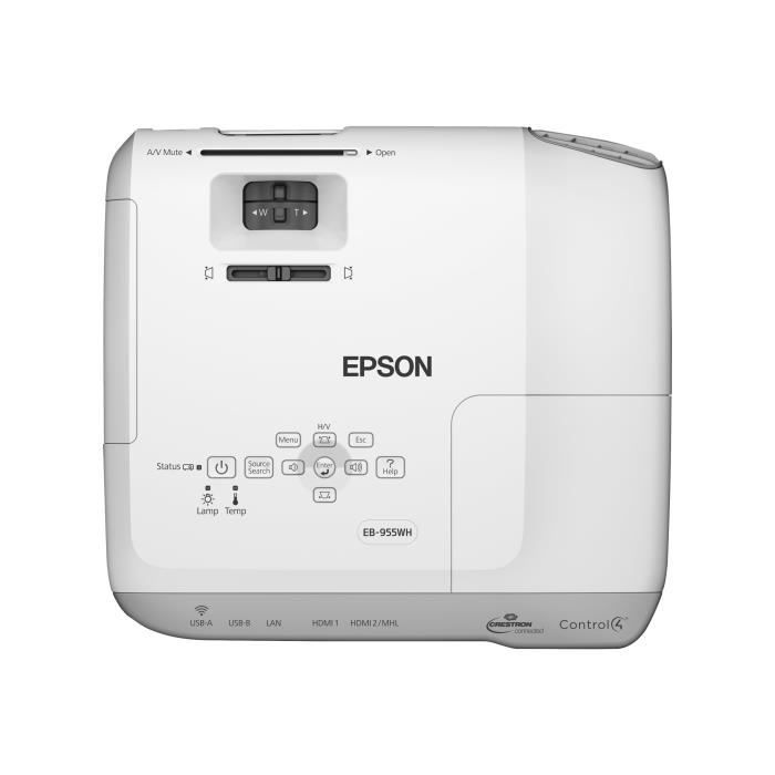 Epson EB-955WH Projecteur 3LCD portable 3200 lumens (blanc) 3200 lumens (couleur) WXGA (1280 x 800) 16:10 HD 720p LAN
